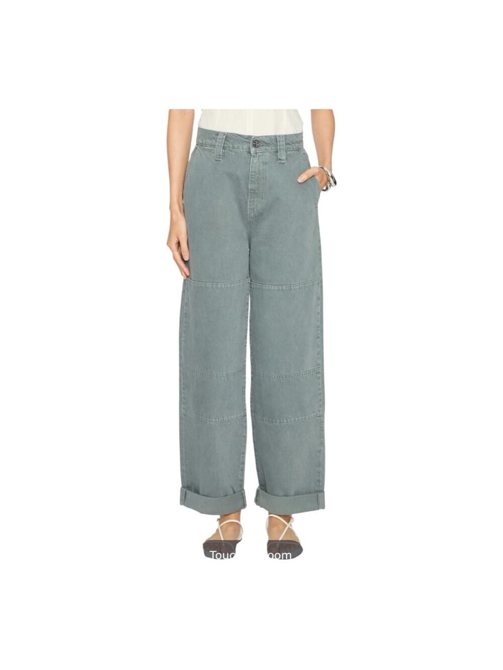 Frame The Cuffed Cotton Utility Pants Jeans Slate Gray Size 29